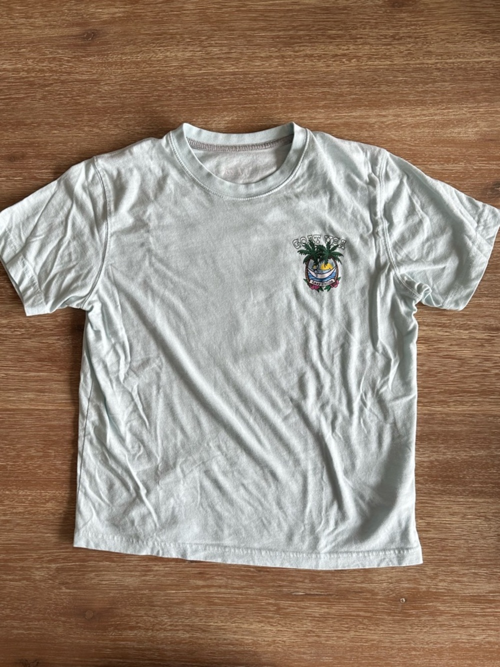 Light Mint Lazy Chillin Graphic Pocket Tee with Hammock Sunset